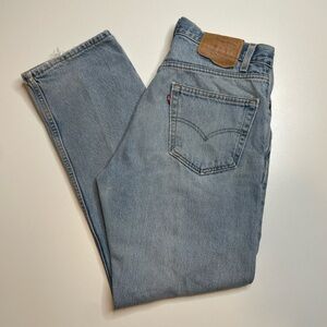 Vintage 90’s Levis 505 Faded Light Wash Jeans Red Tab Made In USA 34x30 Casual